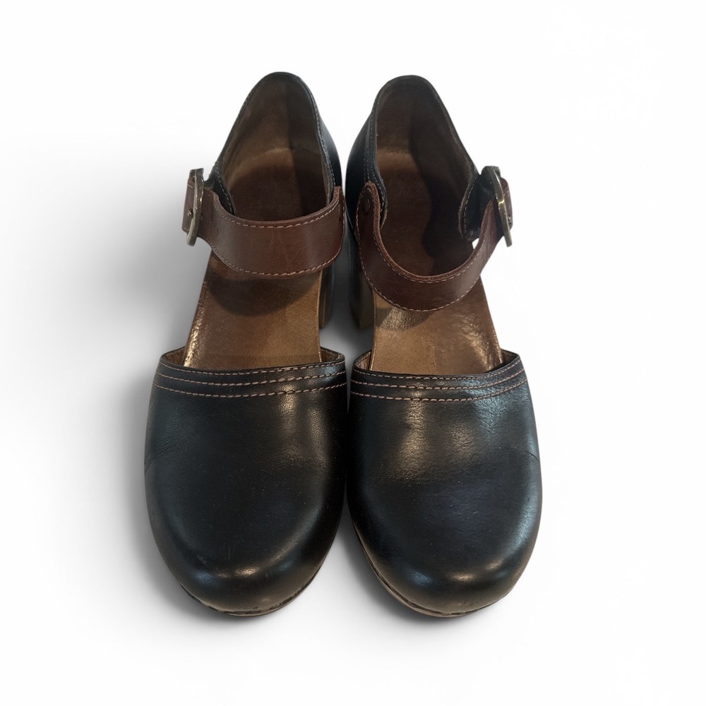 Dansko Leather Mary Jane Clog Heels Size 40 - Picture 3 of 5